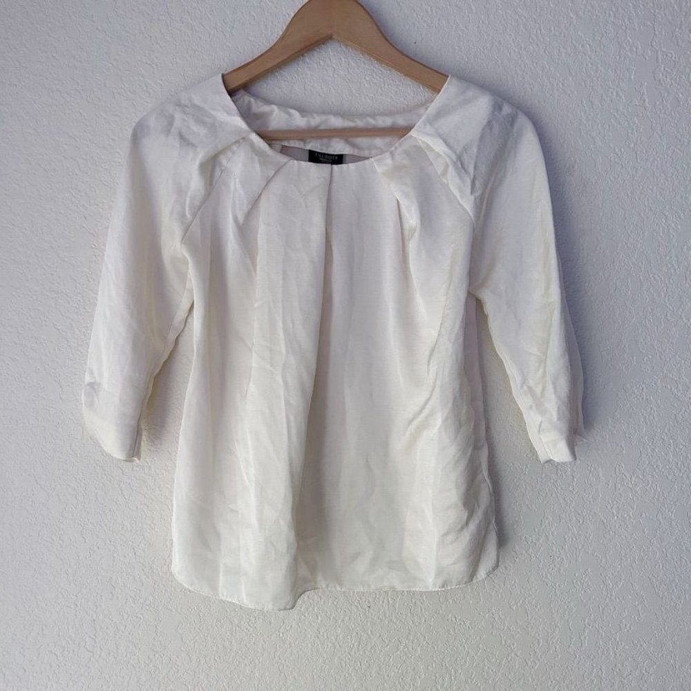 Talbots Cream Silky Pleated Blouse Size 2P
